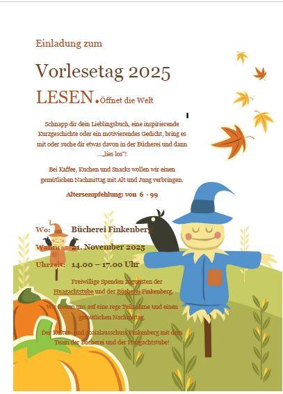 Flyer zum Vorlesetag  2025 - LESEN. Öffnet die Welt. 